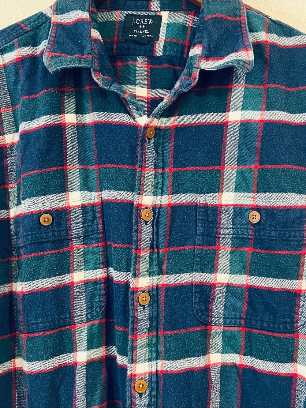 J.Crew Men's Plaid Flannel fall holiday Christmas Long Sleeve Shirt Size Large